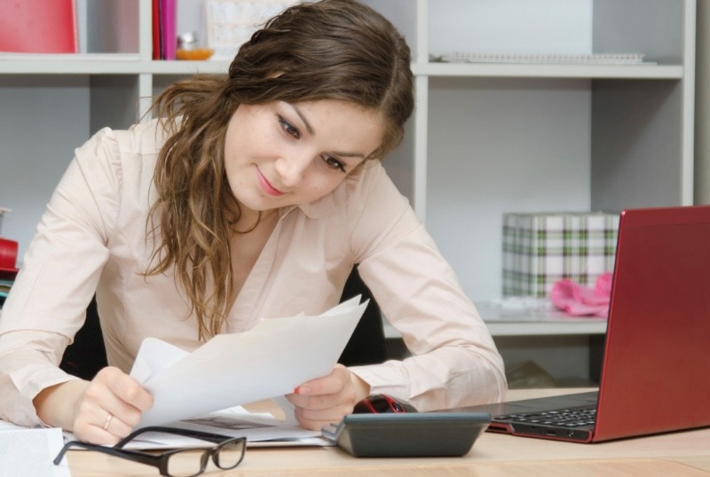 Business student working at desk